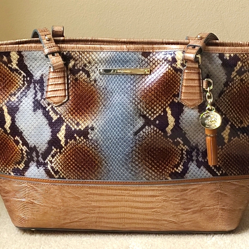 Brahmin Medium Asher Brown Cortes Geniune Leather Shoulder Bag